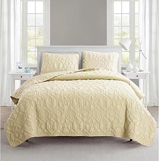 VCNY Home Super Soft Reversible Bedding Set with Matching Shams, Seasons, Microfiber, Tan, King