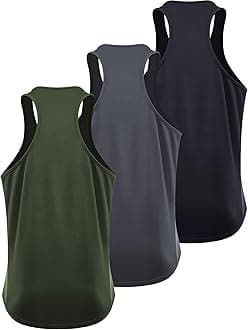 NELEUSMen's 3 Pack Running Tank Top Dry Fit Y-Back Athletic Workout Tank Tops