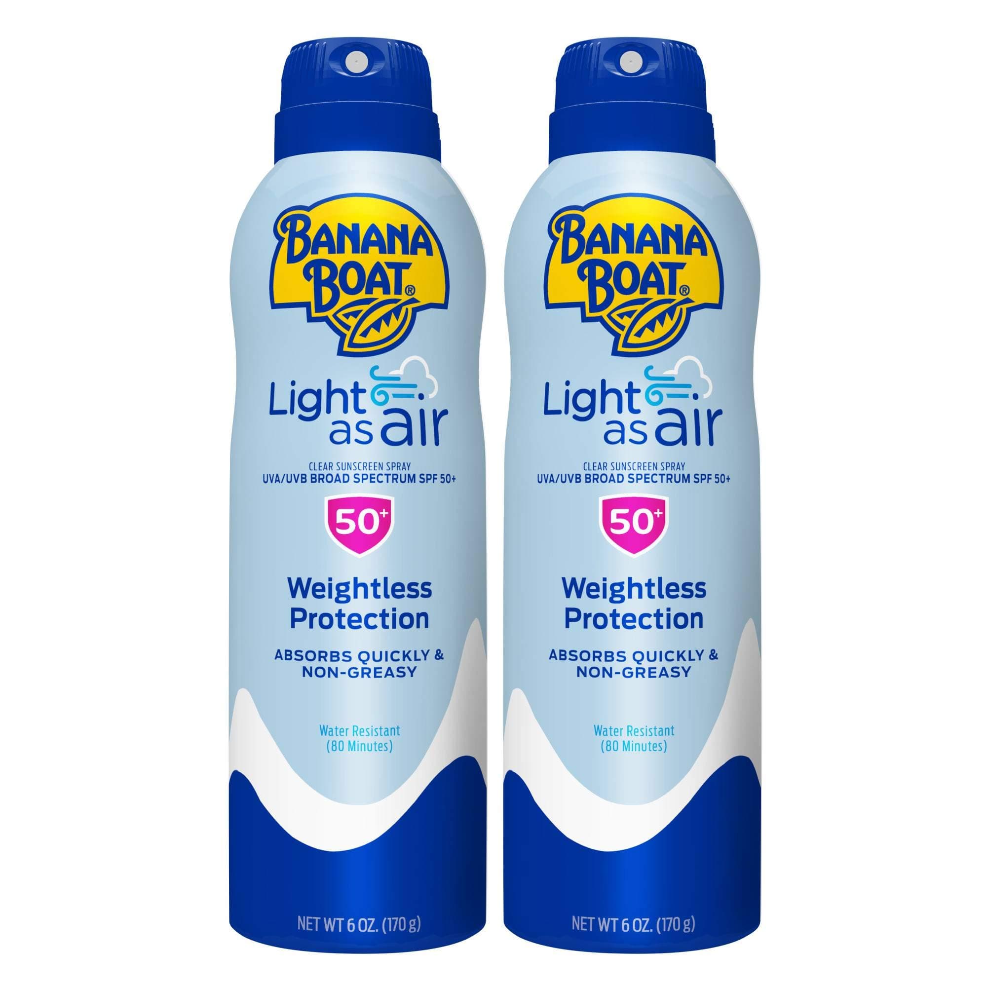 Light As Air Sunscreen Spray SPF 50 Twin Pack| Lightweight Sunscreen, Spray On Sunscreen, Body Sunscreen Spray, Non-Greasy Sunscreen, Oxybenzone Free Sunscreen, 6oz each