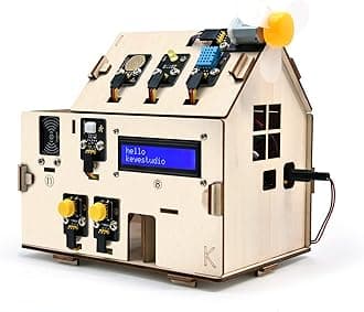 KEYESTUDIO IOT ESP32 Smart Home Starter Kit for Arduino and Python, Electronics Home Automation Coding Kit, Wooden House DIY Sensor Kit, STEM Education Set, Adults, Teens, Ages 15+