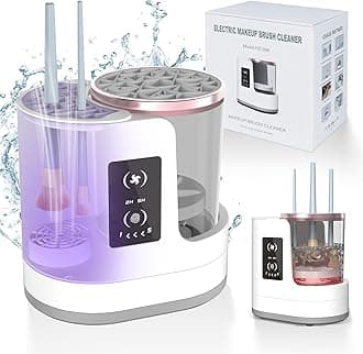 Electric Makeup Brush Cleaner Machine With Makeup Brush Dryer-Holder-Portable Automatic USB Cosmetic Brushes Cleaner Tool for All Size Beauty Makeup Brush Set,Eyeshadow, Blush Brush (white)