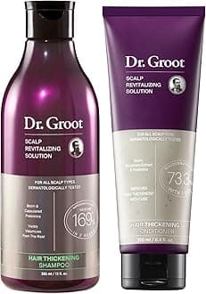 Dr. Groot Thickening Shampoo & Conditioner Set for Hair Loss – Clinical Results with Biotin and Rosemary for Hair Thinning, Shedding, Scalp Repair and Treatment