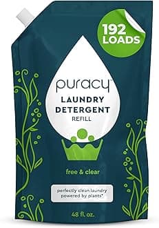 Puracy Laundry Detergent Refill - Enzyme-Powered Liquid Detergent Concentrate, Natural Laundry Detergent Seen on TikTok, Non-Toxic (Free & Clear, 48 fl oz, 192 Loads)