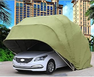 Heavy Duty Carport, Semi-Automatic Foldable Car Shelter Portable Garage, Retractable Car Awning With Metal Frame For Car, Truck, Boat, Car Canopy With All-Season Tarp(Green,19.3X8.2X8FT)