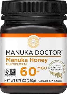 MGO 60+ Manuka Honey Multifloral, 100% Pure New Zealand Honey. Certified. Guaranteed. Raw. Non-GMO (8.75oz)