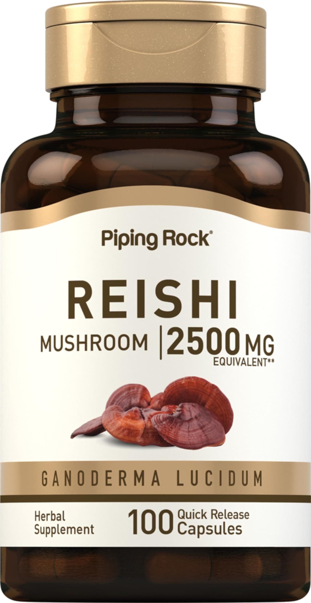 Piping Rock Reishi Mushroom Capsules | 100 Pills | Standardized Herbal Extract Supplement | with Ganoderma Lucidum | Non GMO, Gluten Free