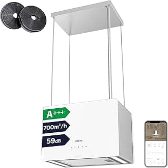 CIARRA Island Cooker Hood 48cm 700m³/ h CBCS4850 LED Display WIFI&Touch Control Ceiling Hood 4-Speed with Booster Recirculating&Ducting Kitchen Extractor Fan