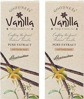 Goodness Vanilla 100% Natural Premium Vanilla Extract Liquid for Baking, Desserts, Whipped Cream & Frosting - 100 gm Each (Pack of 2)