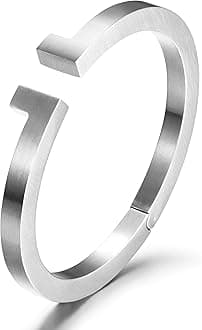 Jinbaoying Black Bracelet Mens Cuff Bangle Bracelet with Stainless Steel and Spring-Clasp Cuff Bangle Bracelet Jewelry Gift for Men (Mens Cuff Bangle (White))