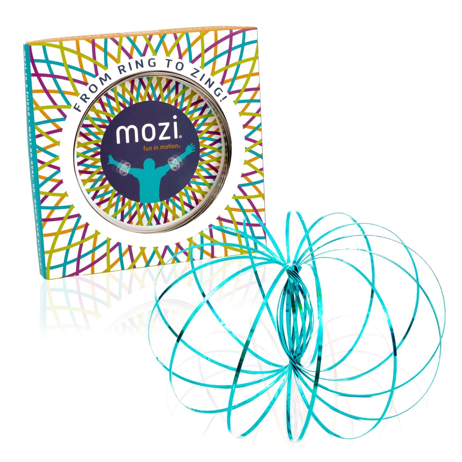 Mozi Geometric Magic Flow Ring - Easy to Use - 3D Arm Spinner Bracelet Toy for Kids and Adults (Sapphire Blue)