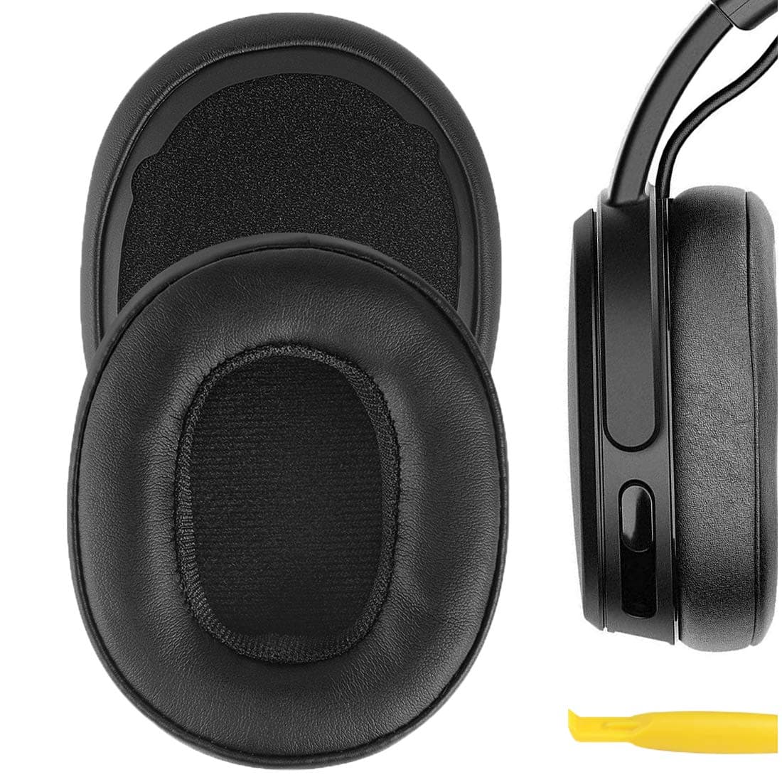 Geekria QuickFit Replacement Ear Pads for Skullcandy Crusher Wireless, Crusher EVO, Crusher ANC, Hesh 3/ EVO/ANC, Venue ANC, Crusher 540 Active Wireless Headphones, with Video Guide (Black)