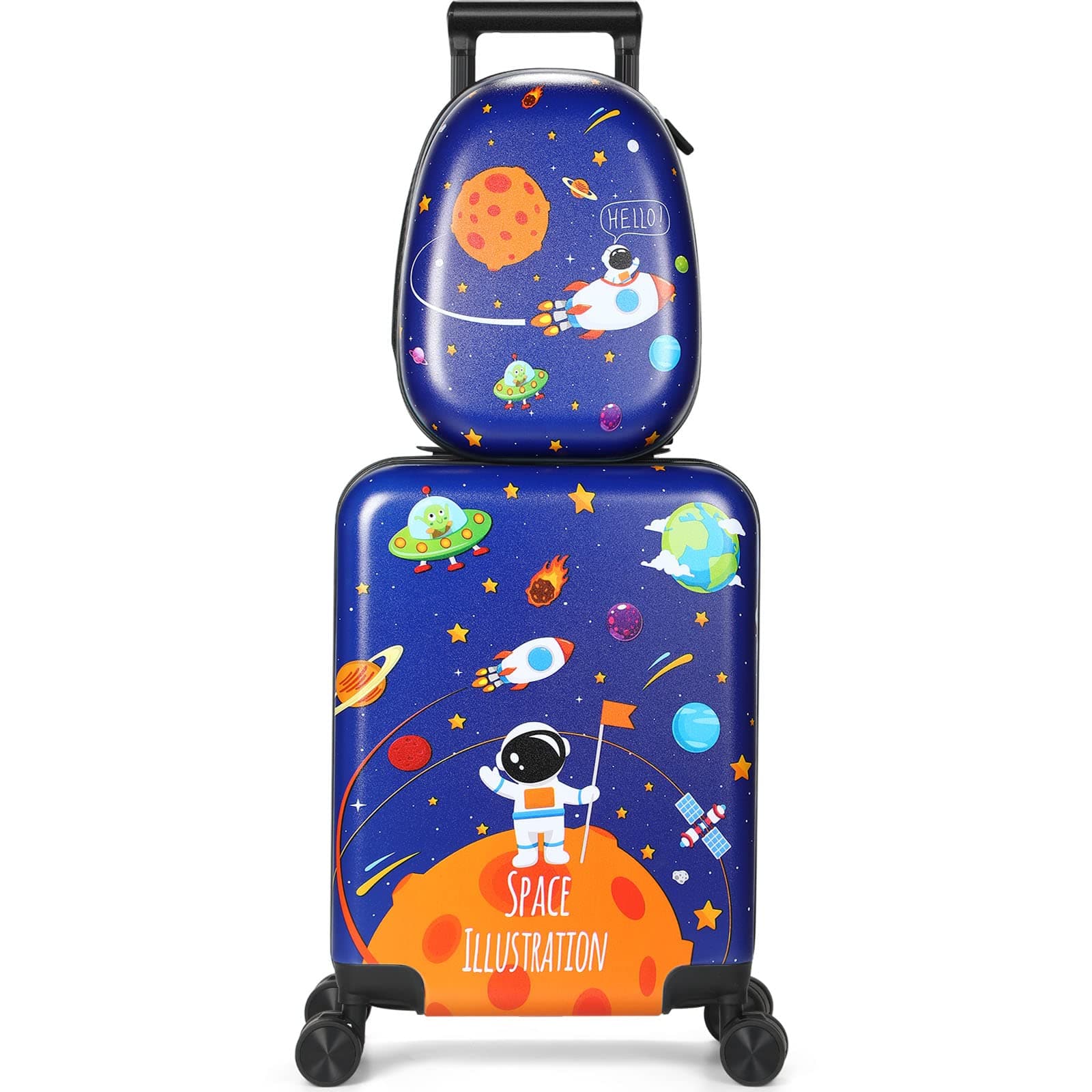 Kid Luggage Case and Backpack 18 Inch Suitcase with Spinner Wheels Hard Shell Travel Luggage 13 Inch Backpack Girl Luggage Set for Kids Travel Suitcase Supplies