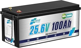 24V 100Ah LiFePO4 Battery, Built-in 100A BMS Lithium Batteries, 5000+ Cycles Lithium Iron Phosphate Battery, Perfect for RV, Solar System, Trolling Motor, Camping
