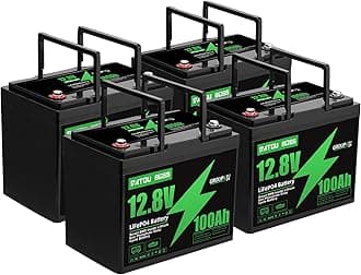 DATOUBOSS 12V 100Ah LiFePO4 Battery, 1280Wh 12V 100Ah Lithium Battery Built-in 100A BMS, 15000+ Deep Cycle Battery for RV, Solar, Trolling Motor & Camping (12V100Ah-Group 24-4pcs)