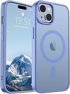 SUPFINE Magnetic for iPhone 15 Case (Compatible with MagSafe) (Military Grade Drop Protection) Slim Translucent Matte Shockproof with Anti-Fingerprint Phone Case, Blue Purple