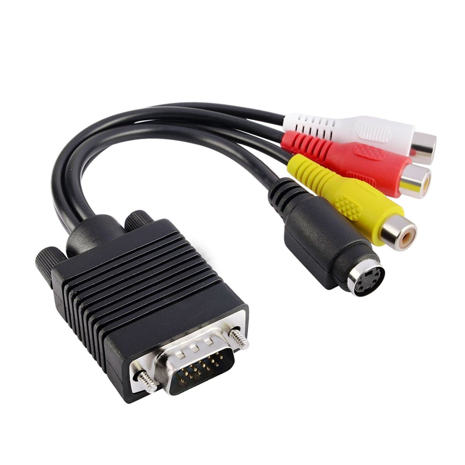 DSHS VGA to TV S-Video 3 RCA PC Computer AV Adapter Cable
