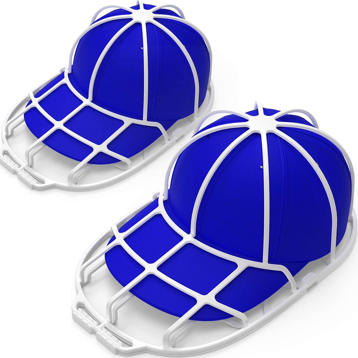 Hat Washer Cage for Washing Machine - Baseball Cap Cleaner Rack, Ball Cap Washing, Dishwasher Safe, Perfect for Cleaning and Protecting Hats in Dishwasher (White 2 Pack)