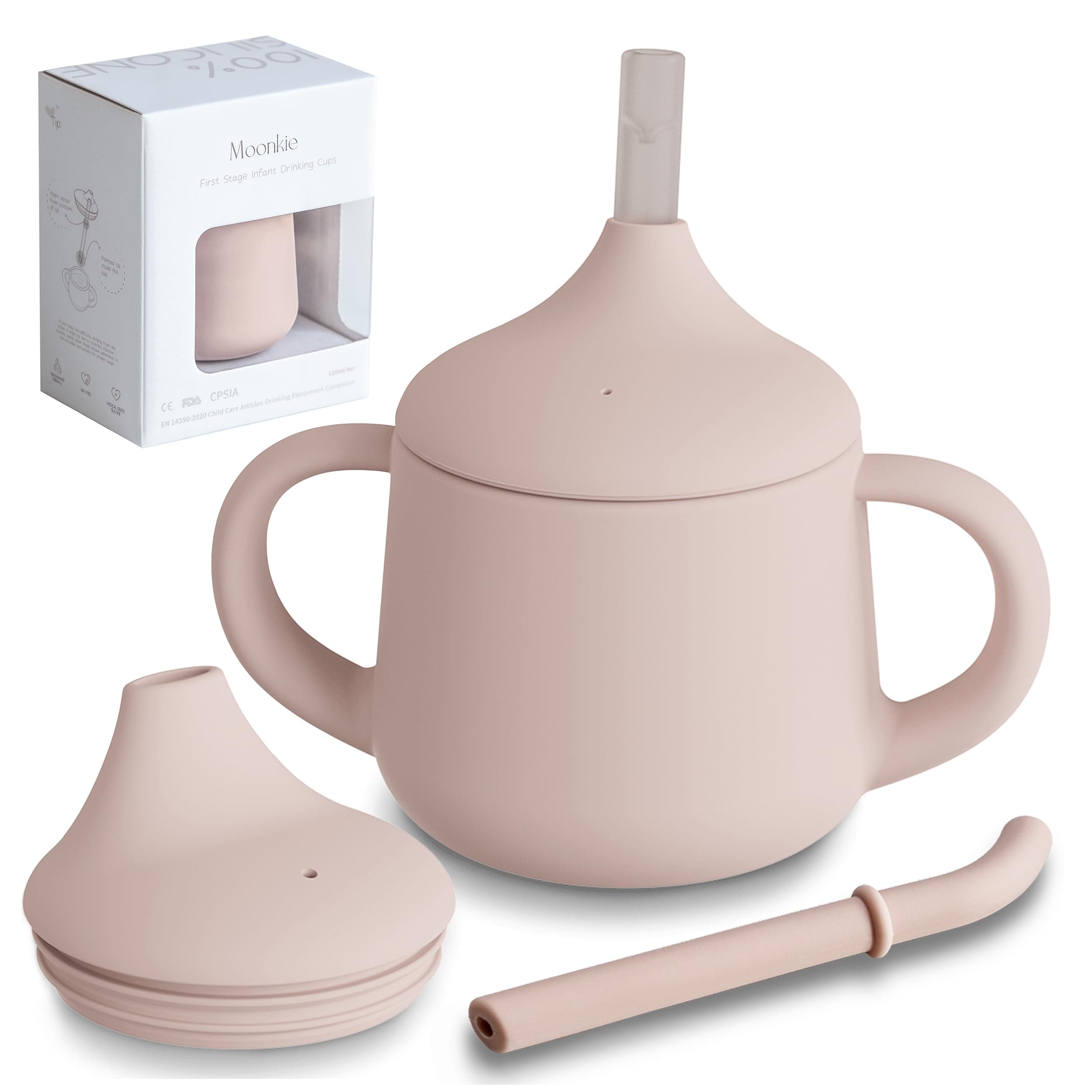 Silicone Baby Sippy Cups | 3 Stages Training Cup Straw Cup for Infants Toddlers and Kid | 4 oz 1Pack