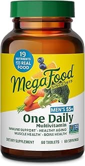 MegaFood Multivitamin for Men 55+ One Daily Mens Multivitamins, Methylated B12, Vitamin D3, C & Zinc - Healthy Aging, Bone & Muscle Health & Immune Support - Vegetarian - 60 Tablets