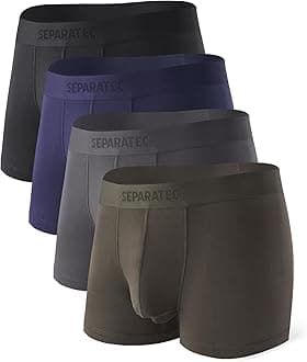 Separatec4 Pack Mens Soft Breathable Viscose Bamboo Underwear Double Pouch Briefs