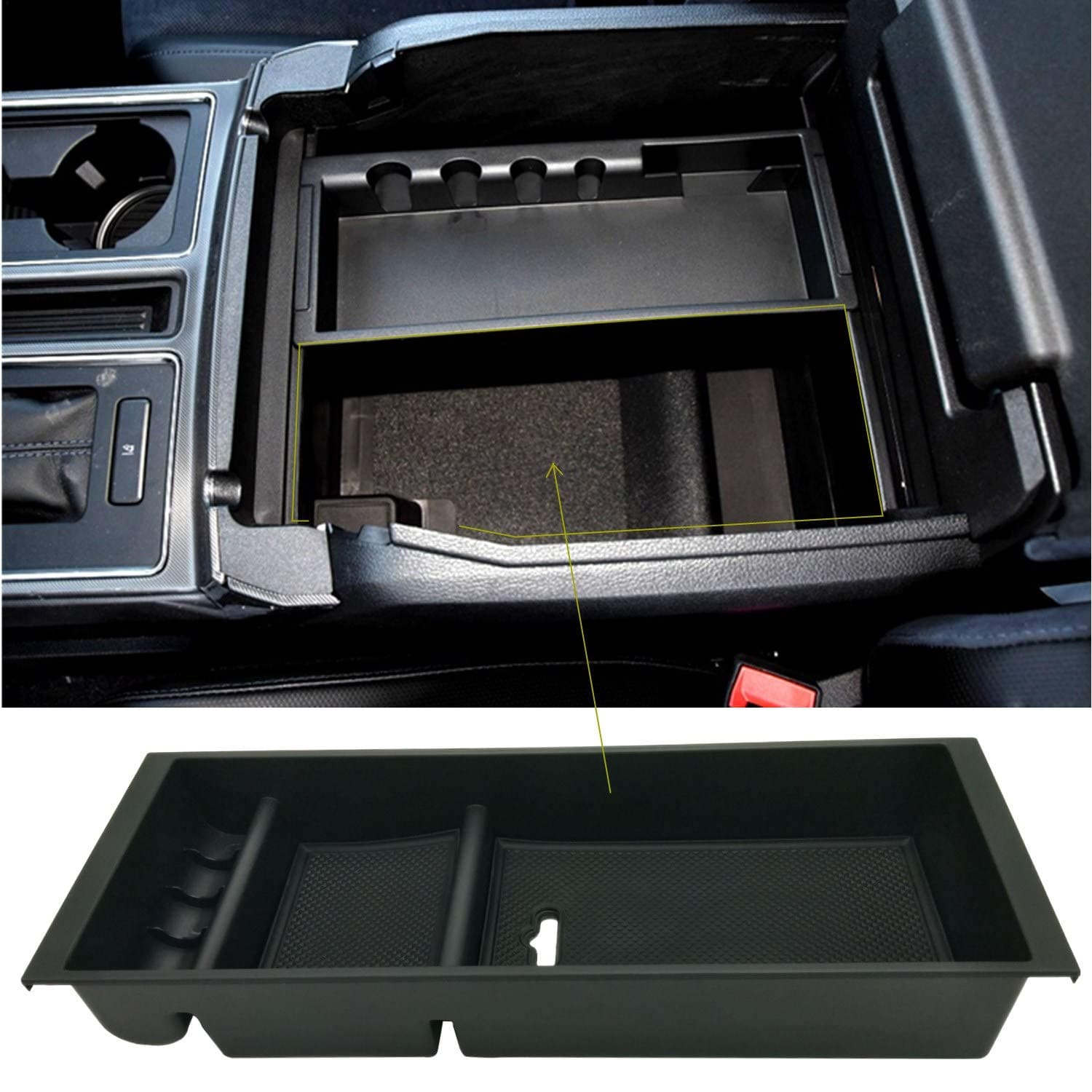 JOJOMARK Center Console Tray Organizer Box - Secondary Storage Compatible with Ford F150 (2015-2020, 2017-2022 F250 F350 F450, 2018-2022 2023 2024 Expedition)