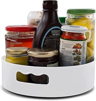 HomeWiz Multi-Purpose 360° Rotating Organizer Tray | Space-Saving Kitchen & Pantry Storage | Multi Purpose Organization Rotating Tray | Easy-Access Turntable for Spices, Storage & More | White