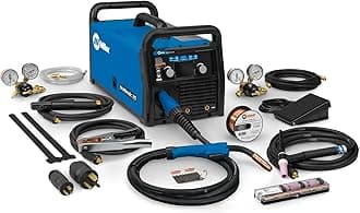 Miller Multimatic 215 Multiprocess Welder with TIG Kit - Multi-Process MIG, DC Stick, DC TIG & Flux Core Welding Engine Machine - Compatible MIG Welder Machine with Multi-Voltage Plug for 120V&240V