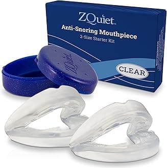 Anti-Snoring Mouthpiece, Starter Pack with 2 Sizes, Living Hinge & Open Front Design for Comfort & Easy Breathing, Clear
