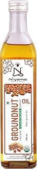 Niyama® Organic Groundnut Cold Pressed Oil | Ideal for Cooking, Frying, Roasting Purpose | Glass Bottle (500 ml)