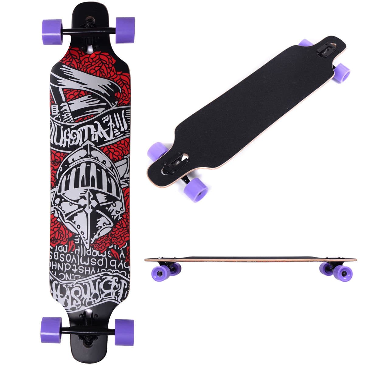41 Inch Drop Down Longboard Complete Skateboard Maple Wood Cruiser