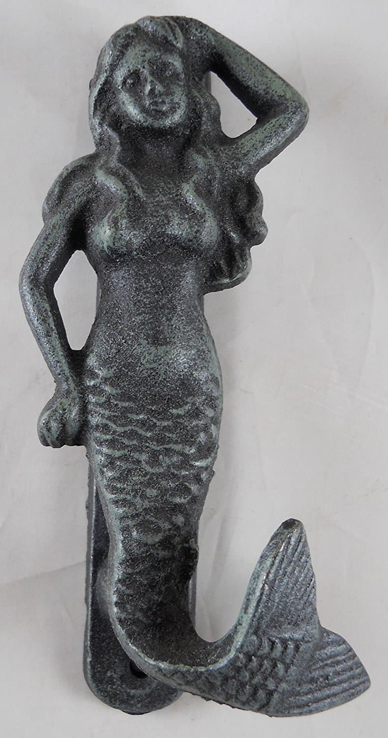 Iron Mermaid Doorknocker in Verdigris Finish