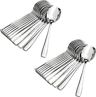 Parage 24 Pieces Stainless Steel Spoons Set, Dinner Spoon Length 16cm, Food Grade Silverware for Home & Kitchen- Mirror Polished, 24 Silver Spoons