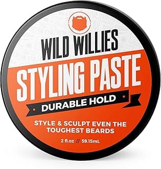Wild Willies Beard Styling Paste - Men's Grooming Balm with Durable Medium Hold, Hydrates & Tames Flyaway Facial Hair - Non-Greasy, Matte Finish Beard Cream - Essential Beard Care for Men, 2 fl oz