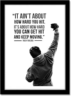 - GRAY WALL Acrylic Glass Sylvester Stallone Rocky Balbao Quote Framed Poster, Multicolor For Room & Office (10 Inch X 13 Inch)