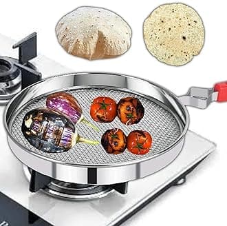Fulka Grill Pan Roti Maker | Papad Maker | Stainless Steel Papad Roaster & Non-Stick Grill Pan | Pulka Grill Tawa for Gas Stove Cooking | Home Kitchen Essential Cookware