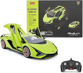RASTAR RC Car Kits to Build, 1/18 Lamborghini Sian Supercar Assembly Building Kit with Remote Controller, 72PCs, STEM Kits for Kids and Adult, Ages 8+, Green