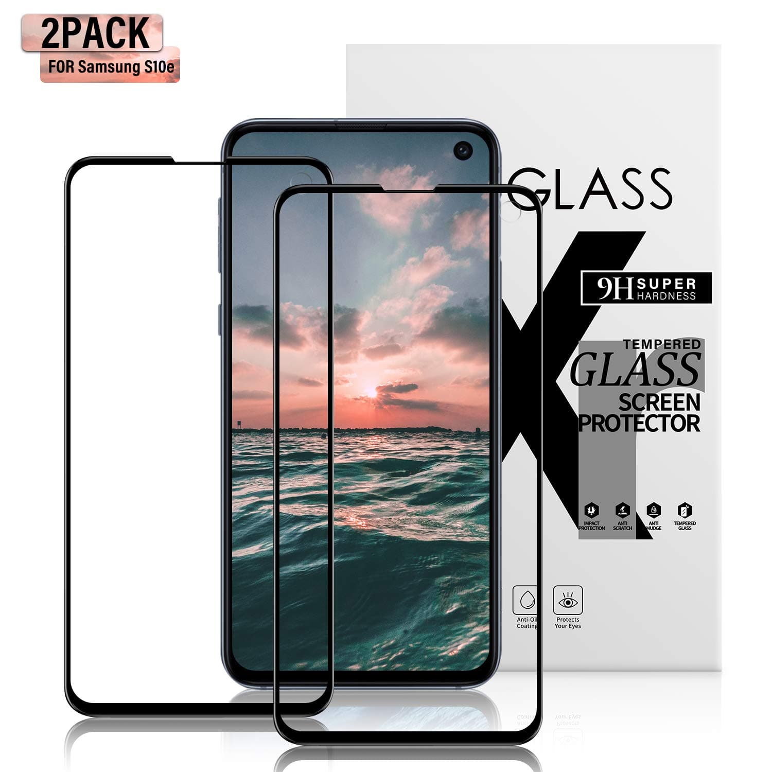 Gozhu [2-Pack] for Galaxy S10e Screen Protector Tempered Glass,[Anti-Fingerprint][No-Bubble][Scratch-Resistant] Glass Screen Protector for Samsung Galaxy S10e Black
