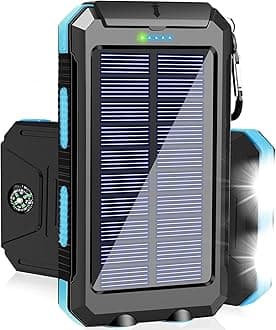 Solar Charger Power Bank, 38800mAh Portable Charger Fast Charger Dual USB Port Built-in Led Flashlight and Compass for All Cell Phone and Electronic Devices