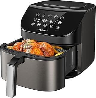 Air Fryer 6.8 Quarts, 10-in-1 Functions, Air Fry, Roast, Bake, Broil, Dehydrate, Digital Touchscreen Air Fryers, Nonstick & Dishwasher-Safe Basket, Stainless Steel Air Fryer, Metal Grey