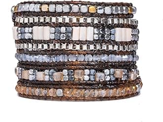 YGLINE Natural Stone Wrap Bracelet for Women Boho Bracelets Healing Crystal Beaded Bracelet Adjustable 3/5 Wraps Bracelet Handmade Birthday Gifts for Women