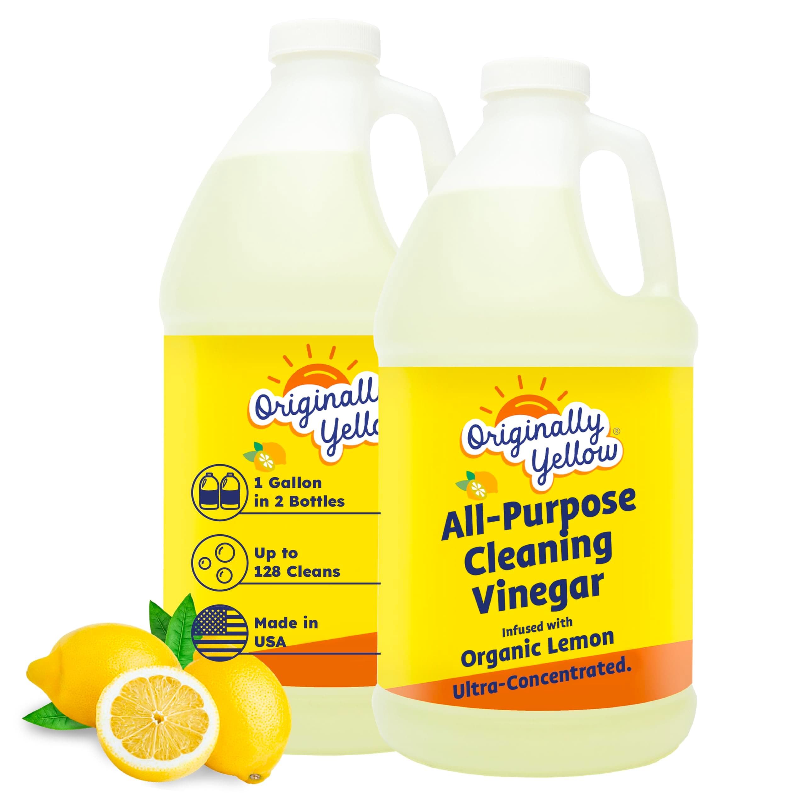All-Purpose Cleaning Vinegar for Home Floor Cleaning Solution with Distilled Vinegar | Infused with Organic Lemon | Plant-Based House Cleaning Supplies, 64 Fl Oz (2-Pack)