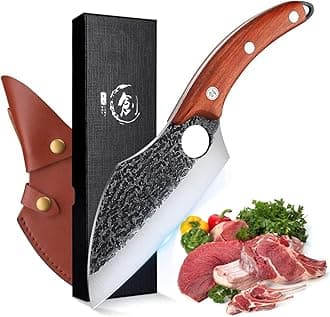 Dream ReachHuusk Viking Knives, Hand Forging Butcher Knives Japanese Chef Knife Boning Knife Japan Husk Meat Cleaver for Kitchen or Camping