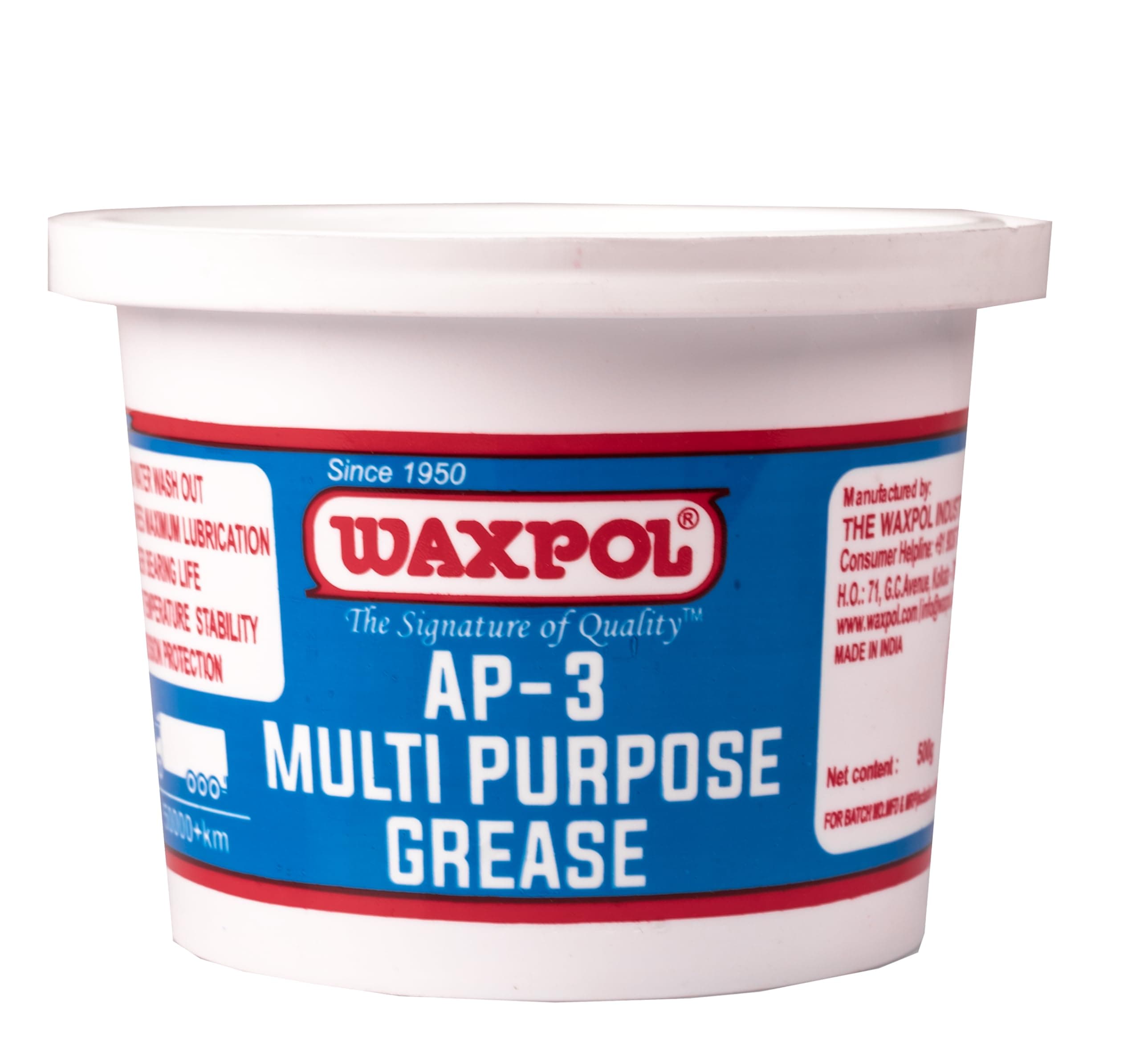Waxpol Multipurpose AP-3 Grease 500 g, NLGI-3 (Long Lasting Lubricant For Cars, Buses, Trucks, 2 Wheeler, 3 Wheeler, Agriculture & Construction)