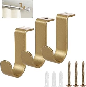 Sumnacon 3 Pcs Ceiling Mount Curtain Rod Brackets,Metal Single Curtain Rod Hanging Brackets for 5/8-1Inch Rod,Heavy Duty Rods Bracket for Living Room Bedroom Curtain Drapery Rods, Gold