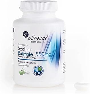 Aliness Sodium Butyrate 100 Capsules - Gut Health Supplements with Microcapsule Technology - IBS Relief Supplement for Men & Women - (Butyric Acid)