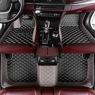 Custom All-Weather Protection Leather Car Floor Mats for Cars Sedan SUV Sports Car Waterproof Floor Mat (Black&Gray)