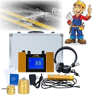 Professional Acoustic Water Leak Sensor, Ultrasonic Leak Detector for Water Leakage Detection Construction Pipeline with Digital Display & Earphone & Carrying Case