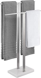 KES Standing Towel Racks for Bathroom 2-Tier, Floor Towel Rack Stand with Heavy Marble Base, Upgrade Steady Freestanding Design, Pro-Grade 18/8 Stainless Steel Brushed Finish, BTH217-2