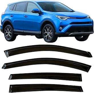 2013-2018 Tape-On Rain Guards Side Window Deflector Visors for Toyota RAV4 LE XLE SE Limited Platinum Black 2014 2015 2016 2017