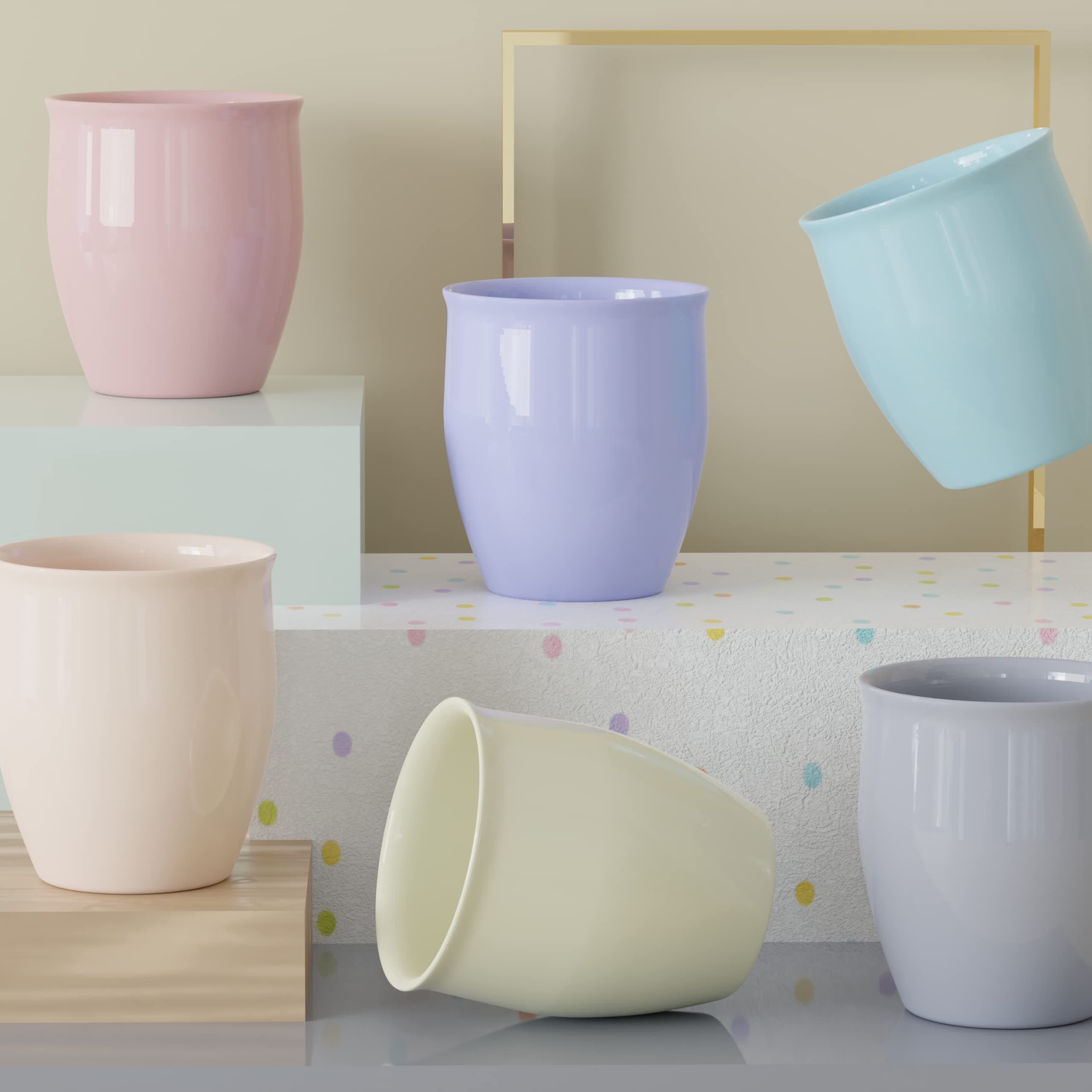 The Earth Store Re-useable Pastel Multicolor Handcrafted Ceramic Kullad Without Handle kulhad/kullar Cup for Tea/Coffee & Milk for Hot & Cold Beverages Kitchen (Set of 6, 190 ml)